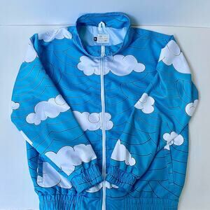 Demon Slayer Anime Tanjiro Water Breather Kimono Pattern Anime Zip Up Jacket Med